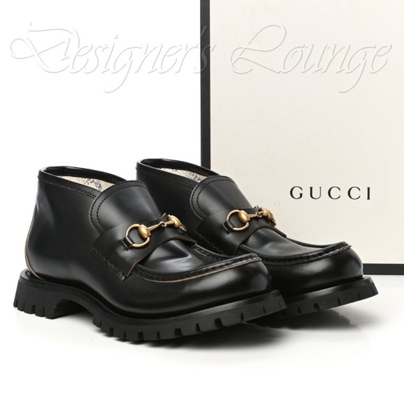 ⚡️SOLD! NEW GUCCI Cordovan Lux Harald Horsebit Black Leather Ankle Boots 7.5 G - Picture 9 of 13